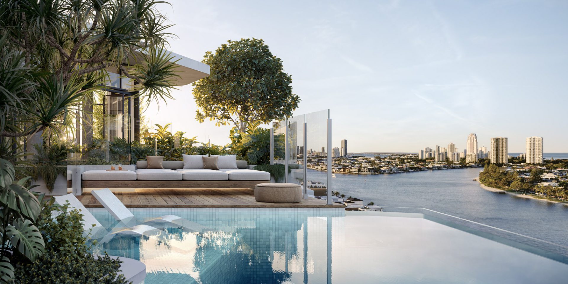 Artist’s impression of the rooftop pool and terrace at Tapestry by SIERA, Chevron Island