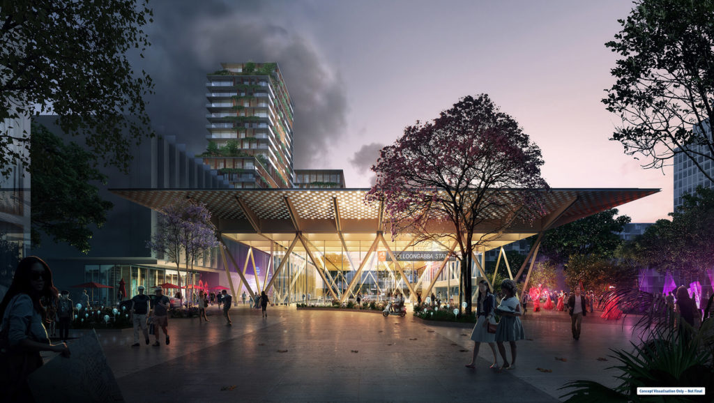 New renders of the Woolloongabba Cross River Rail station design