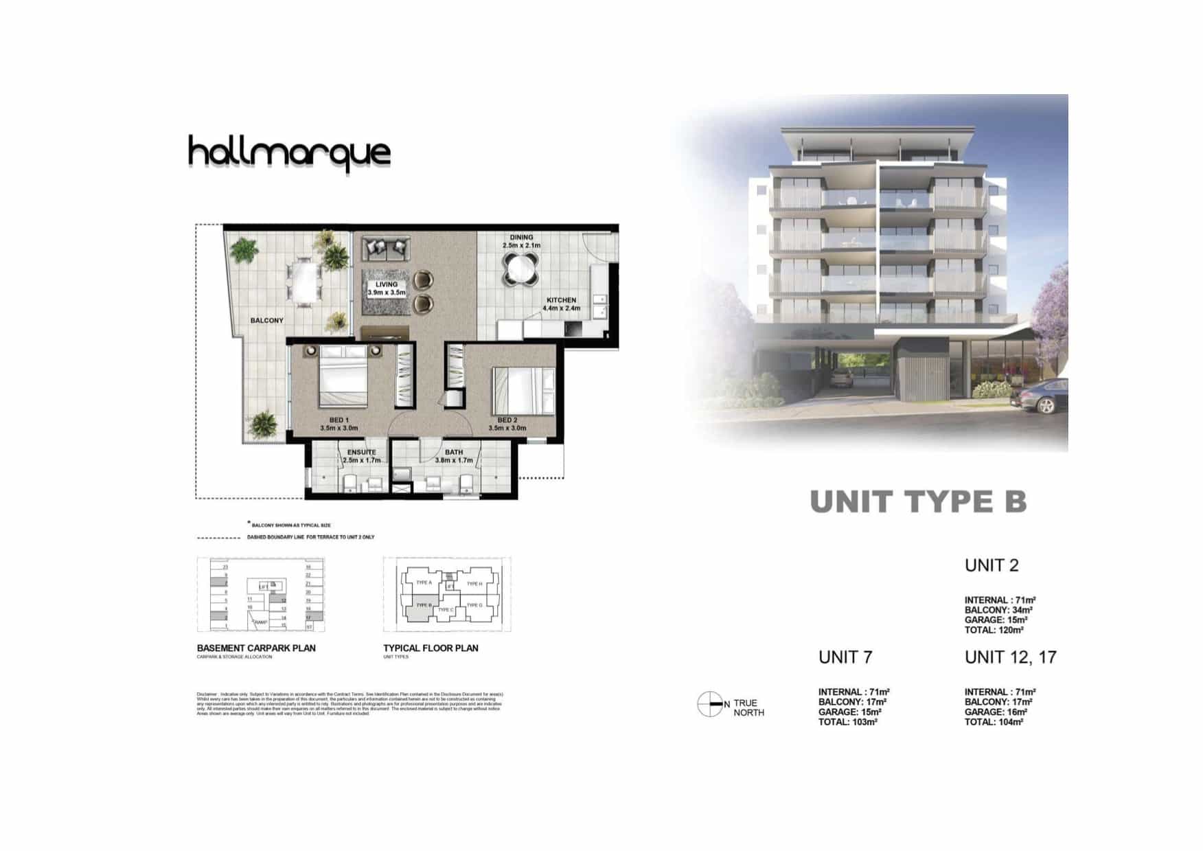 Hallmarque 1 Bedroom Apartment Brisbane with balcony access from bed and living