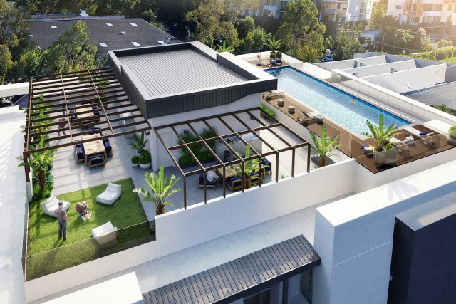 Artist Impression of Allure Apartments West End Rooftop Terrace