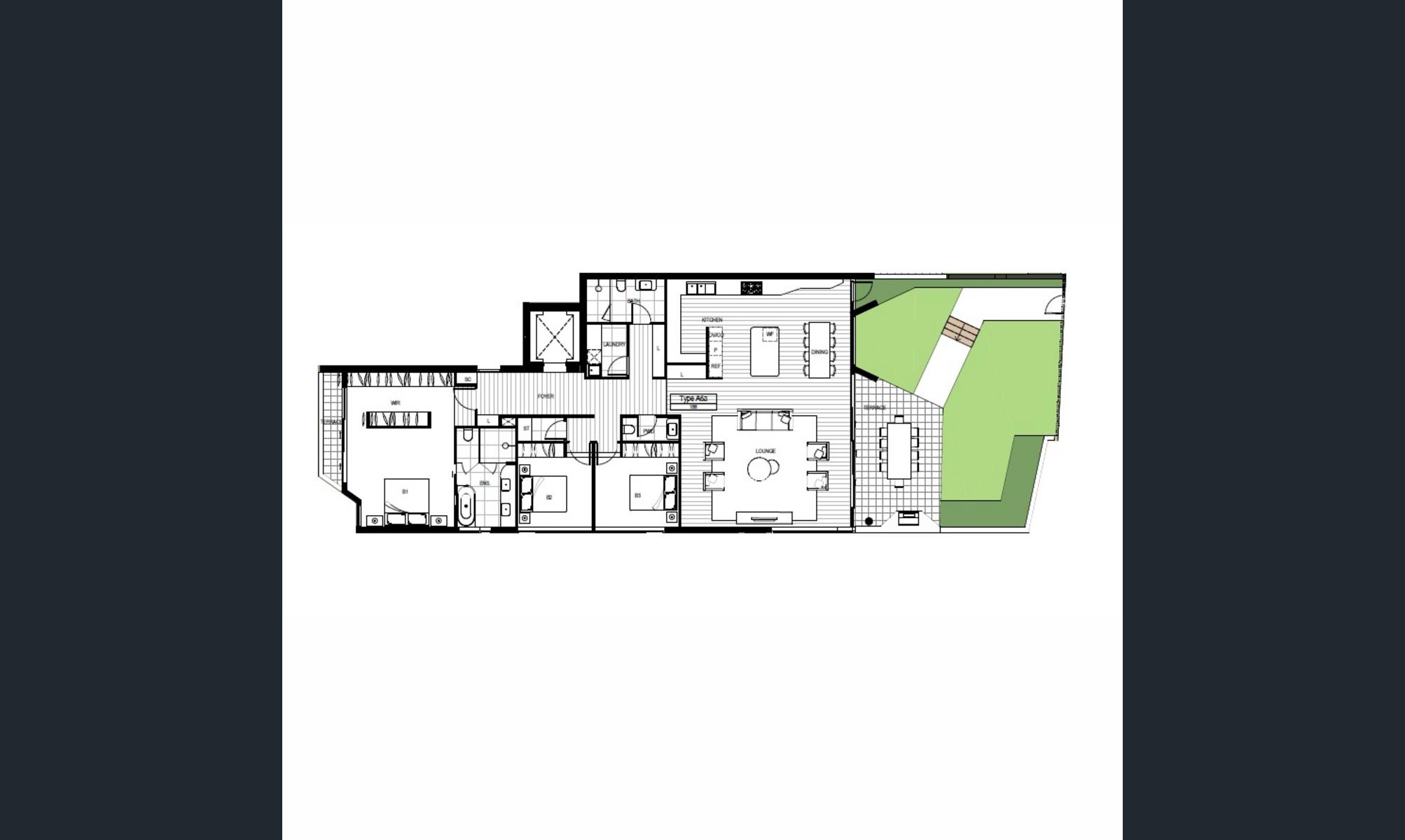 Barca Bulimba 3 Bedroom Apartment Floorplan