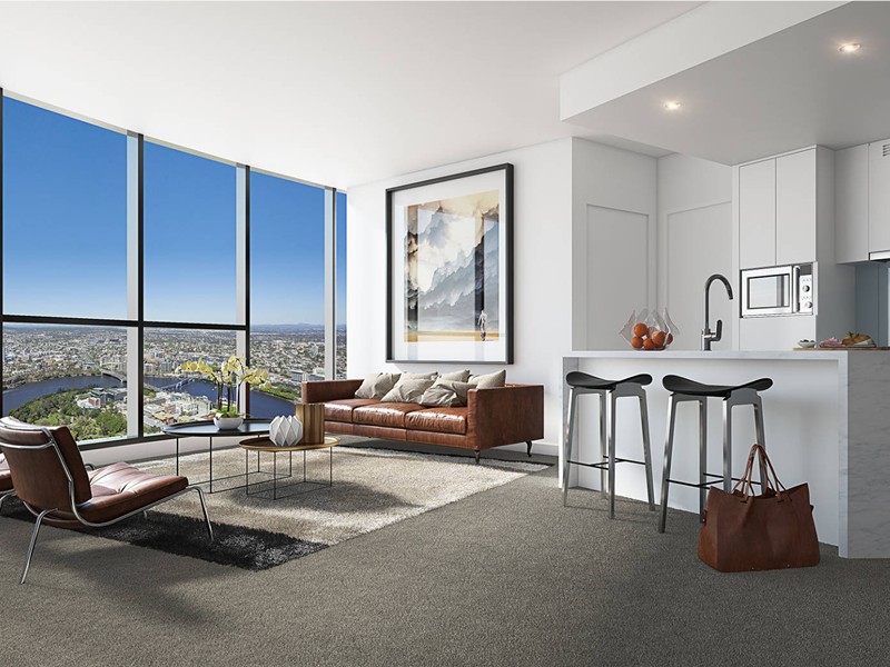 Brisbane Skytower living room with views