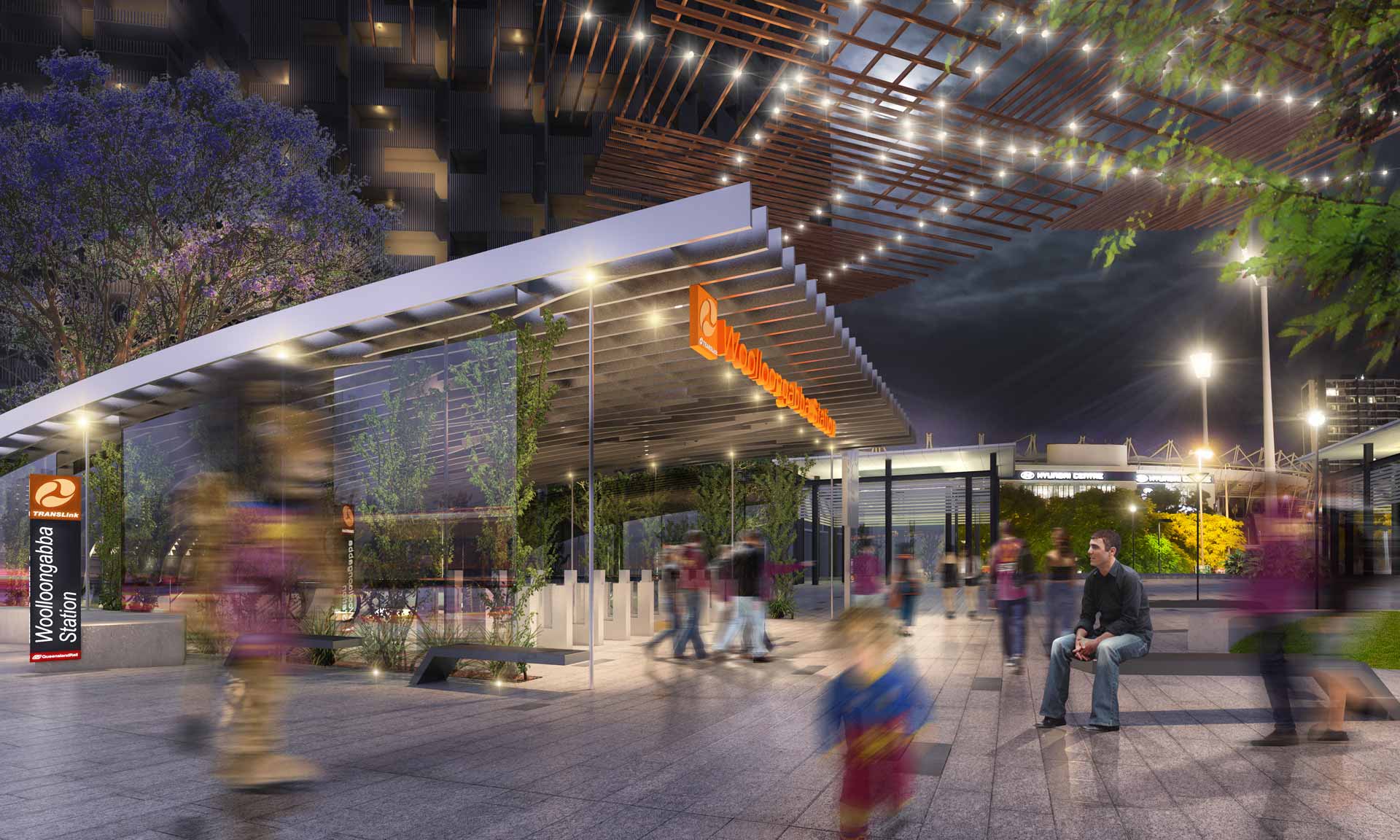 Rendering of the proposed 'station precinct' at Woolloongabba
