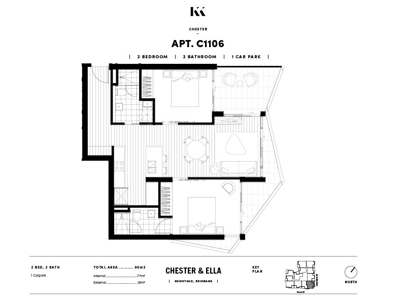 Chester & Ella apartments two-bedroom floor plans