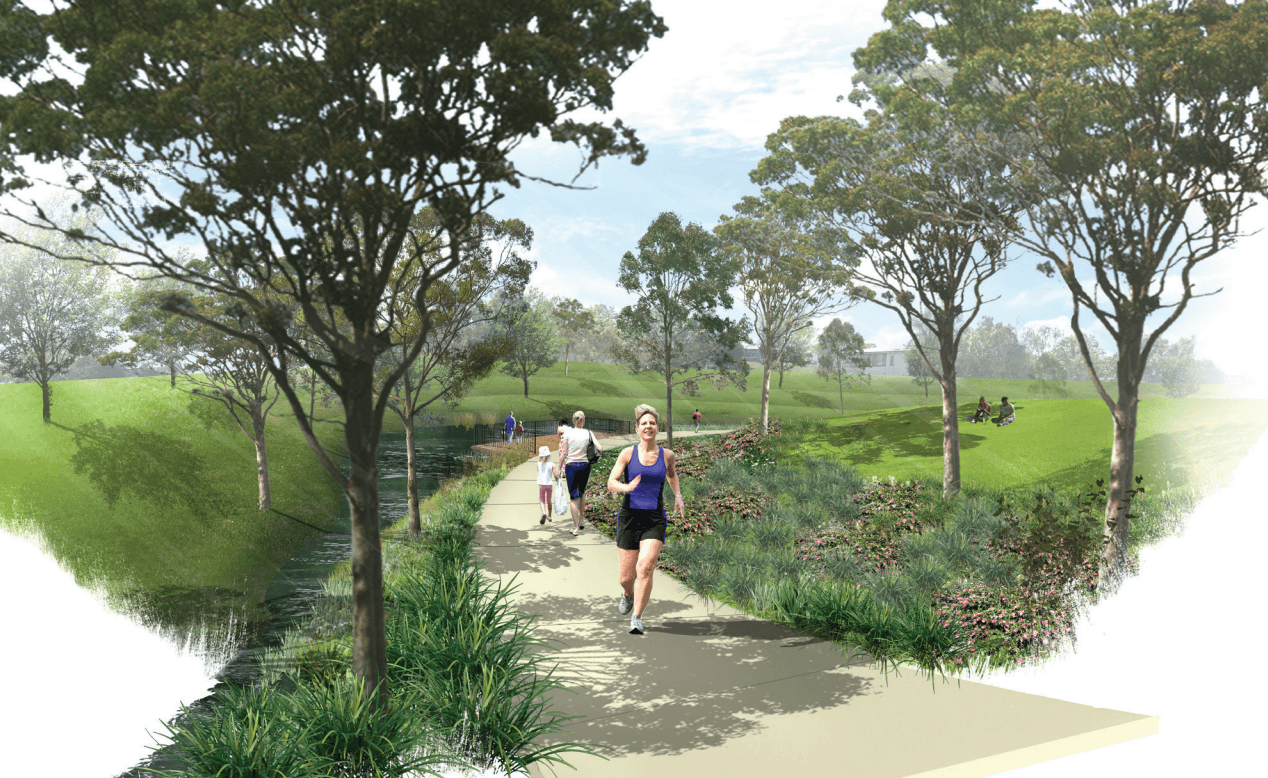 Artist impression of the new Coorparoo Creek Park. 