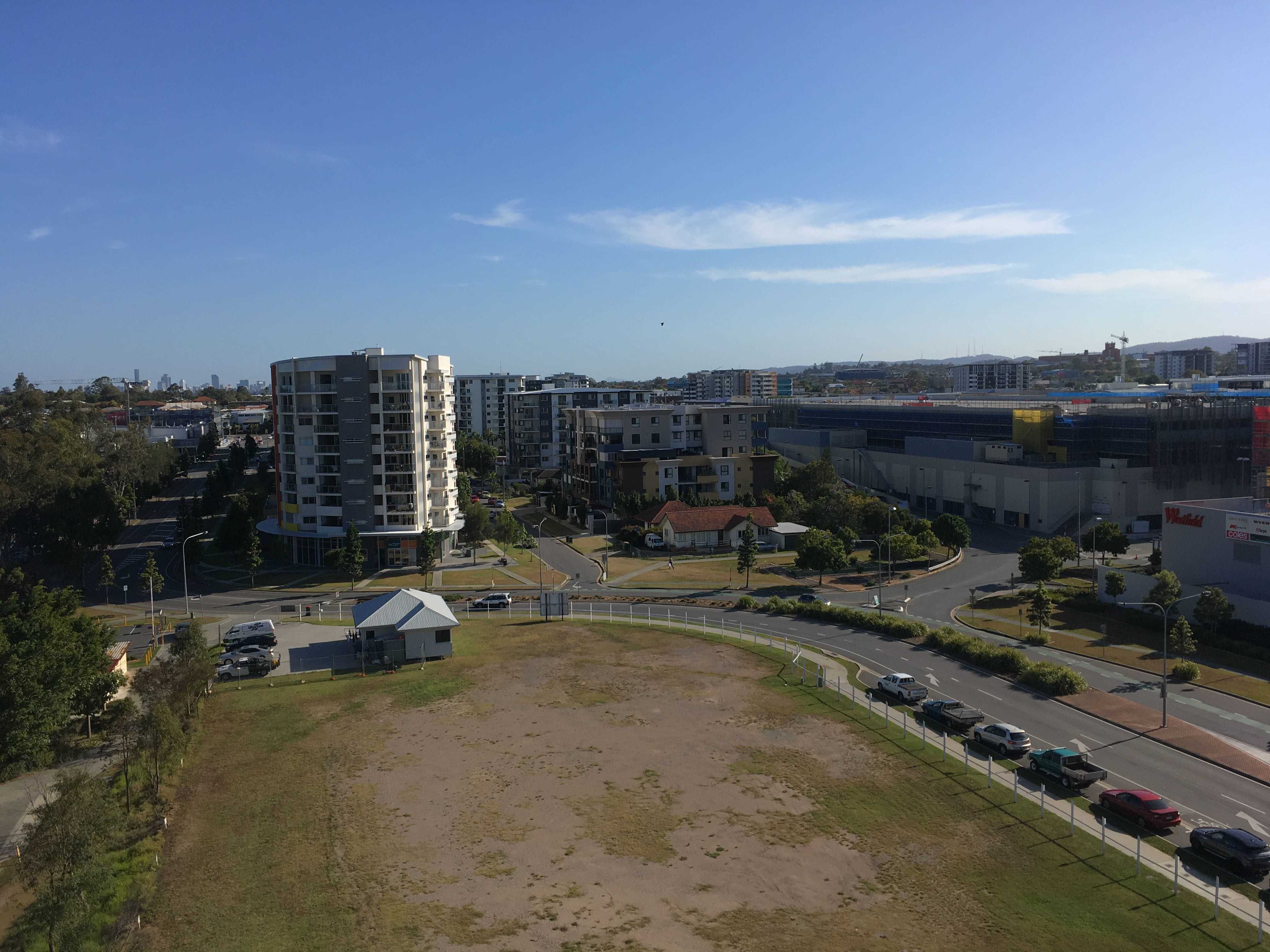 Photo of the neighbouring vacant lot with Westfield Chermside visible on the right. Photo taken by Property Mash 2/11/16.