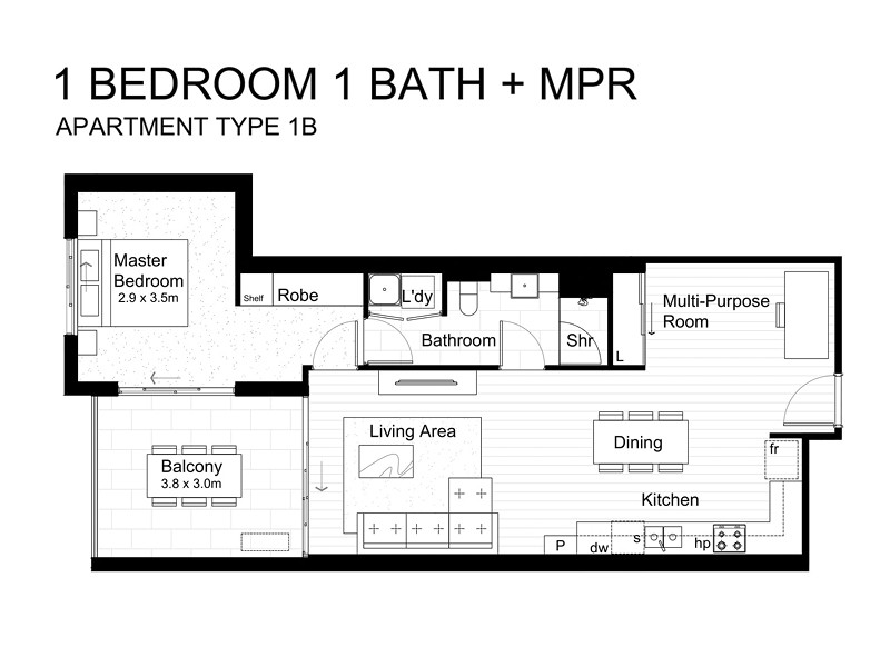 Hanlon Park Residences floor plan 1B