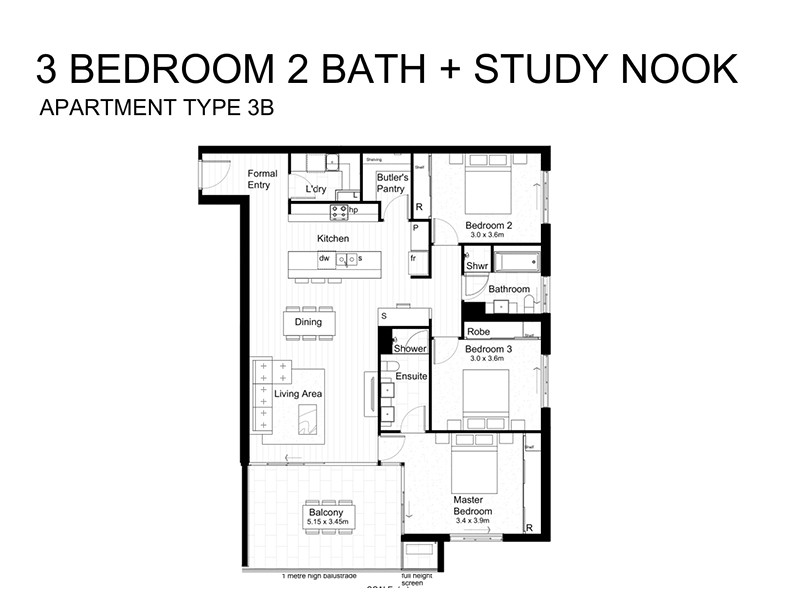 Hanlon Park Residences floor plan 3B