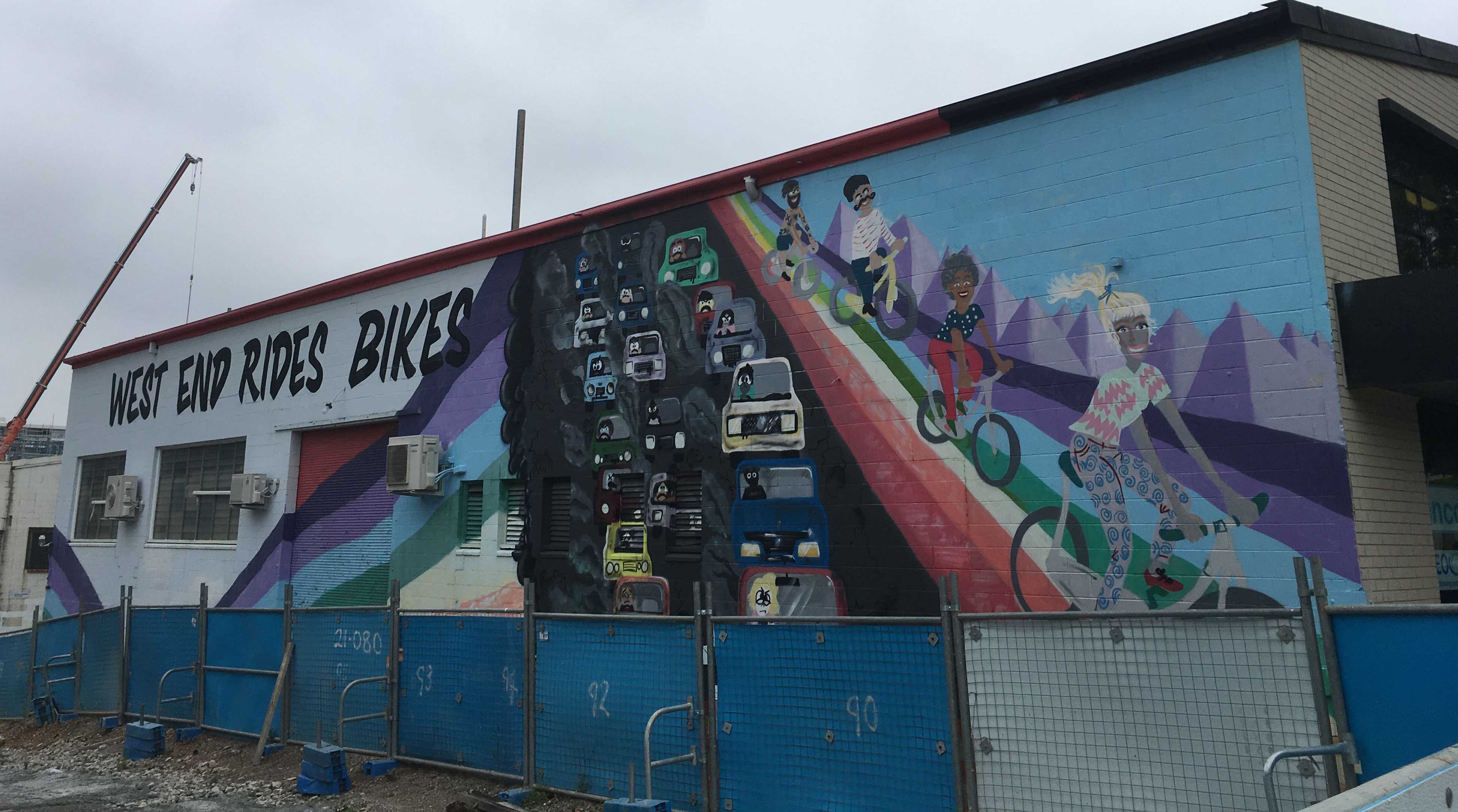 "West End Rides Bikes" mural - West End
