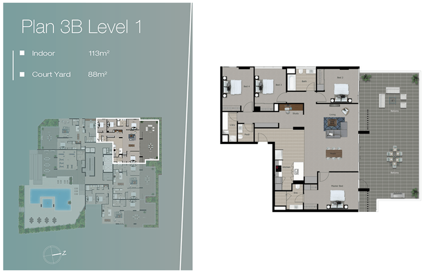 Inspire Broadwater Floor Plan 3B Level 1