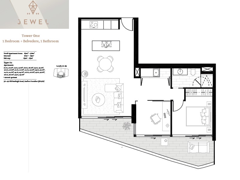 Jewel Surfers Paradise floor plans Tower 1 Type A2
