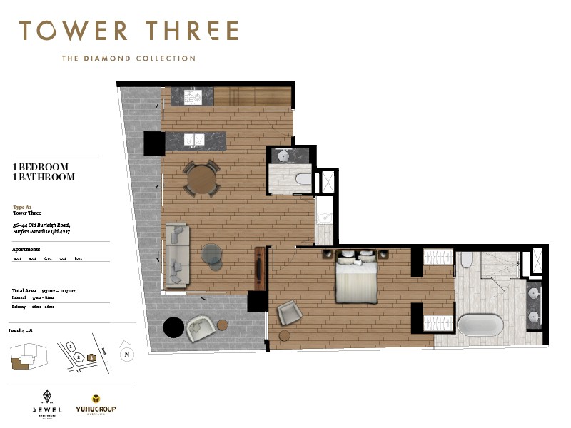 Jewel Surfers Paradise floor plans Tower 3 Type A1