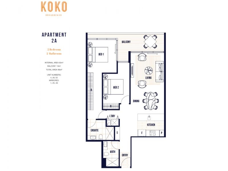 Koko Broadbeach. Floor plan 2A