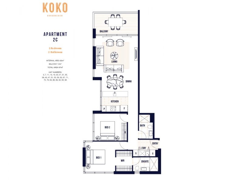 Koko Broadbeach. Floor plan 2C