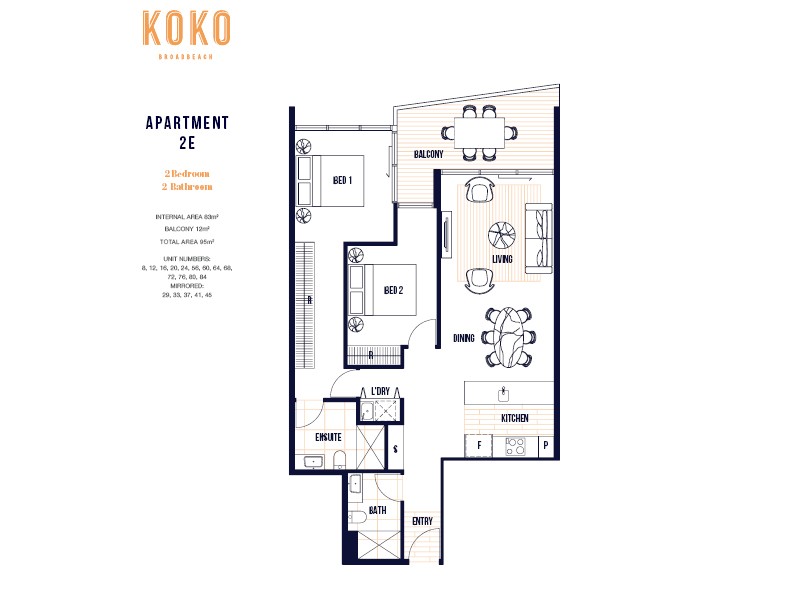 Koko Broadbeach. Floor plan 2E