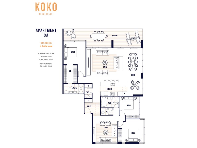 Koko Broadbeach. Floor plan 3A