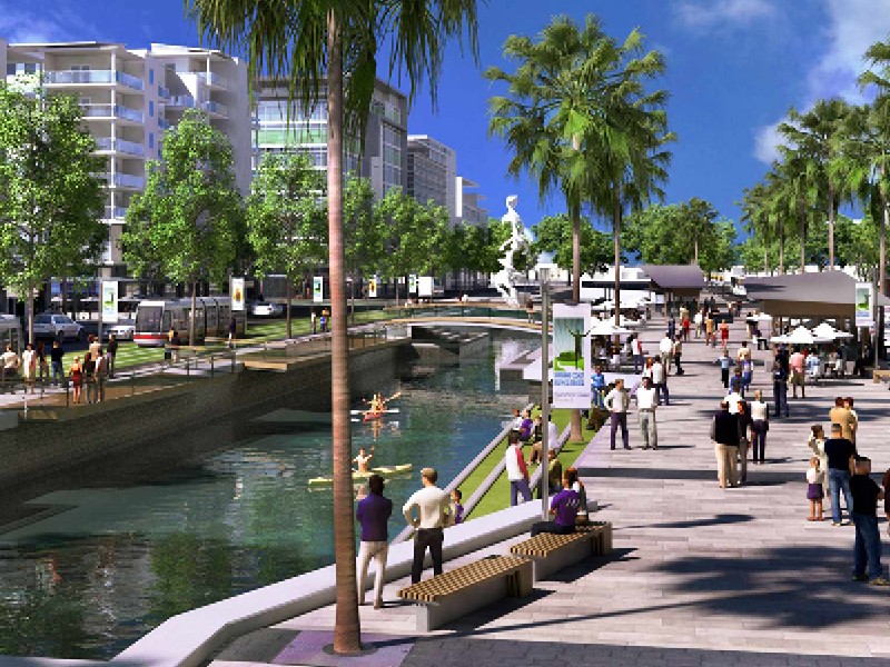 Maroochydore City Centre roads streetscape. Render by SunCentral.