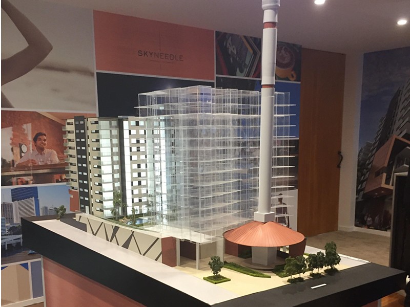 Model of Skyneedle Apartments South Brisbane.