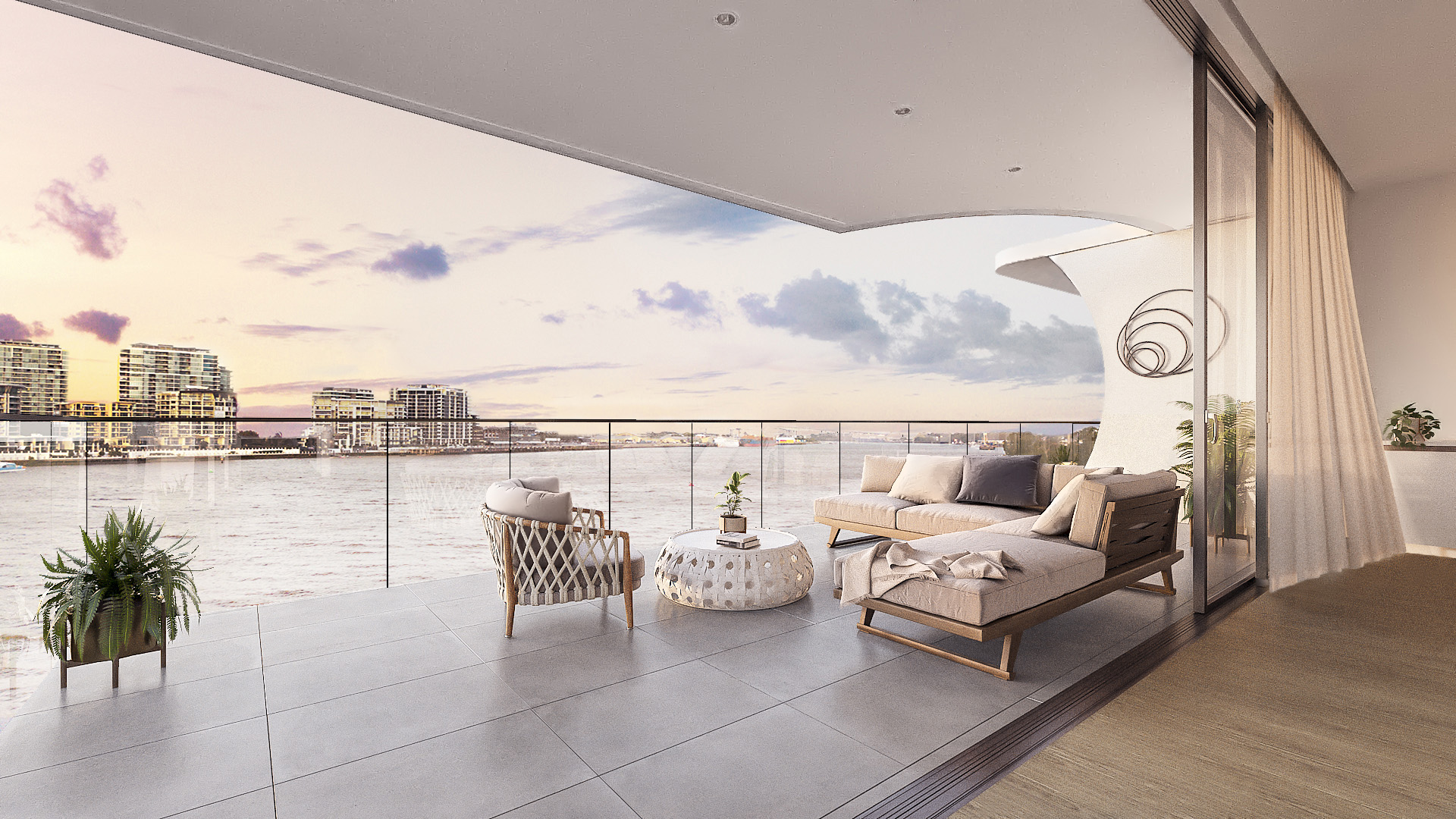 ONE Bulimba Riverfront Apartment and Penthouse balcony