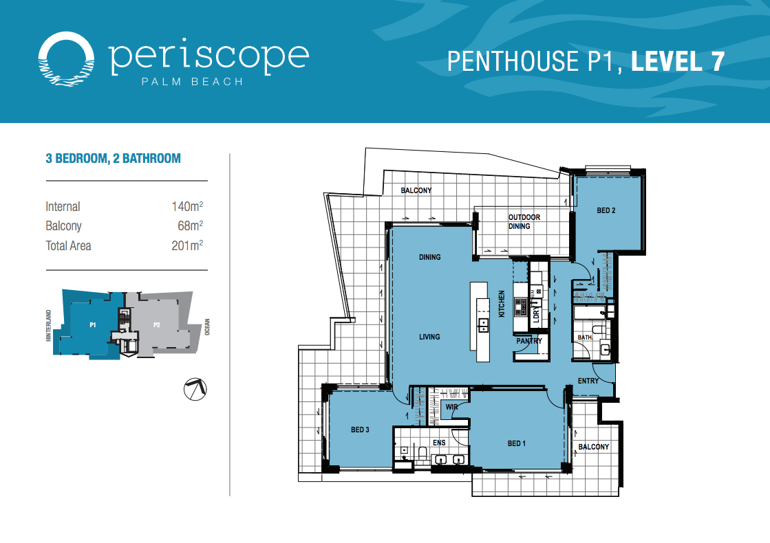 Floor Plans for Penthouse 1, Level 7