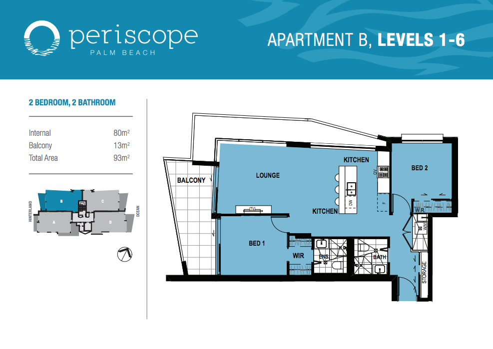 Floor Plans for Apartment Type B, Levels 1-6
