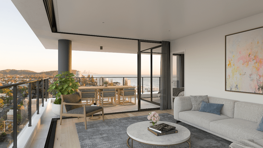 Sea Palm Beach Gold Coast Living Area and Balcony