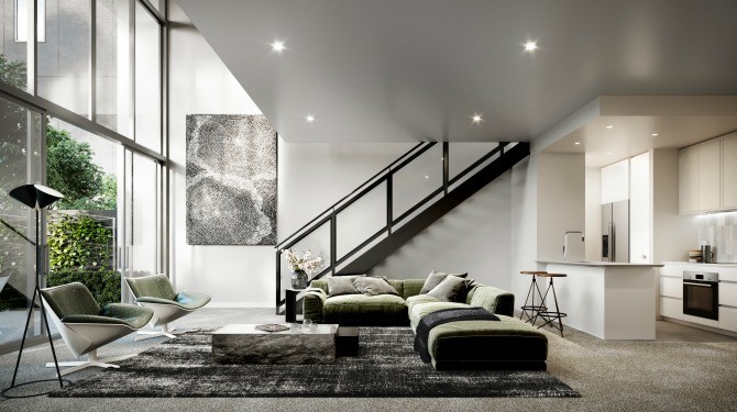 Seventy One Living Area render