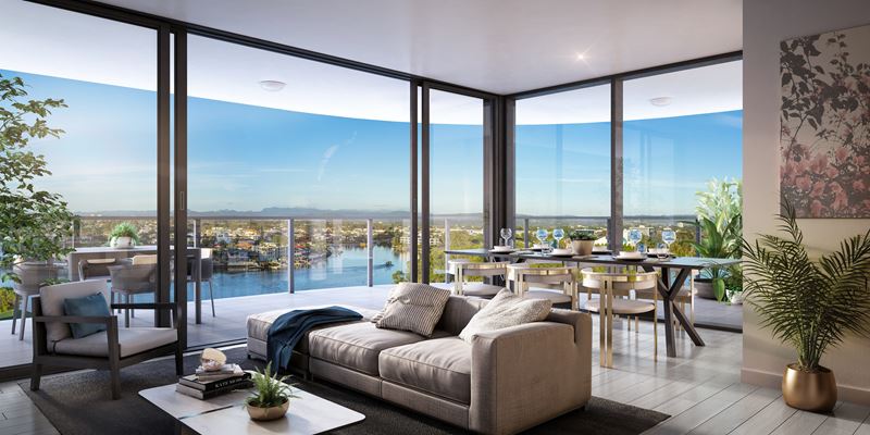 Stanhill Chevron Island Living Area (render supplied by Marquee Development Projects)