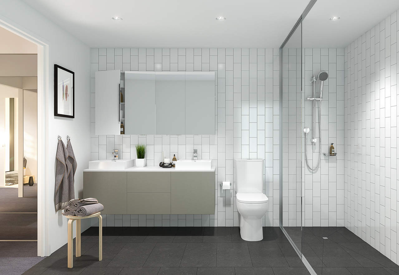 Bathroom render of the New Apartments in Newmarket.