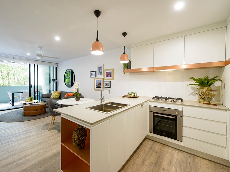 The Pavilions 88 kitchen and living space. Image supplied by developer