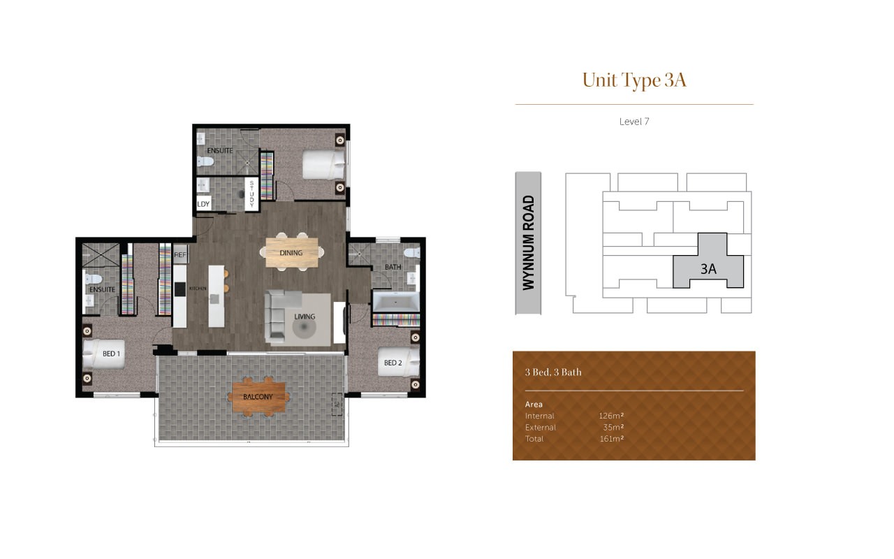 Verge apartments Cannon Hill floorplan 3rt