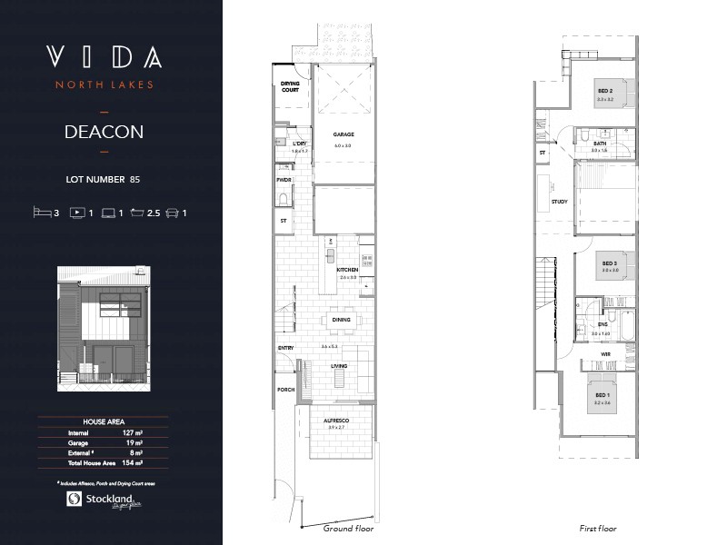 Vida North Lakes townhouses Deacon Floor Plan