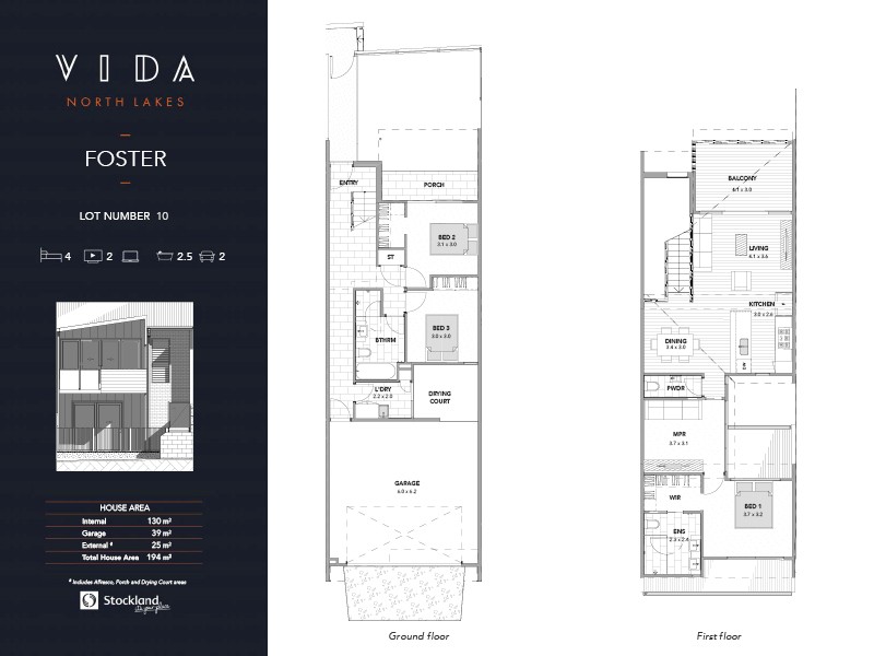 Vida North Lakes townhouses Foster Floor Plan