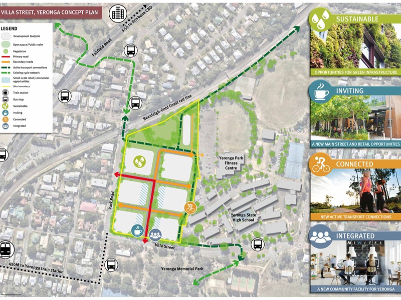 Yeronga redevelopment Public Development Area. Villa Street Concept Plan