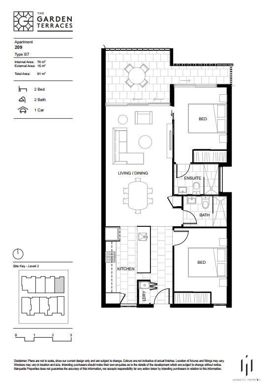 Floorplan of The Garden Terraces Apartments Newmarket