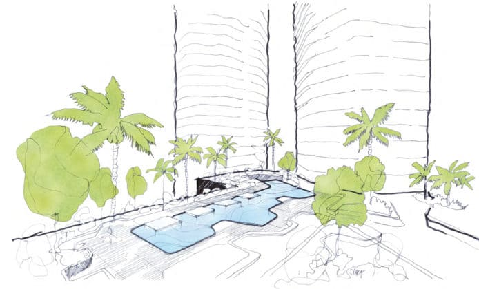 Sketch of Podium Ammenities at Toowong Towers